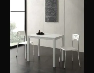 Tavolo allungabile Micro Table in nobilitato bianco con base in metallo verniciato di La Seggiola