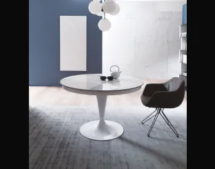 Tavolo rotondo allungabile in marble glass Eclipse di Ozzio