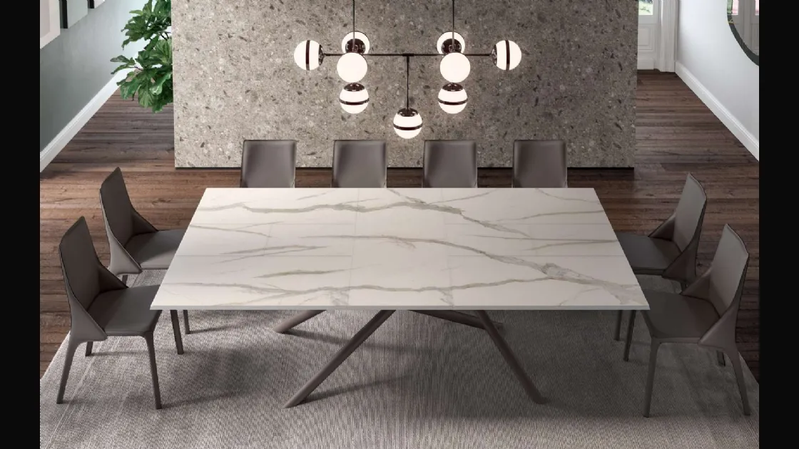 Tavolo allungabile Random Marble Glass di Ozzio