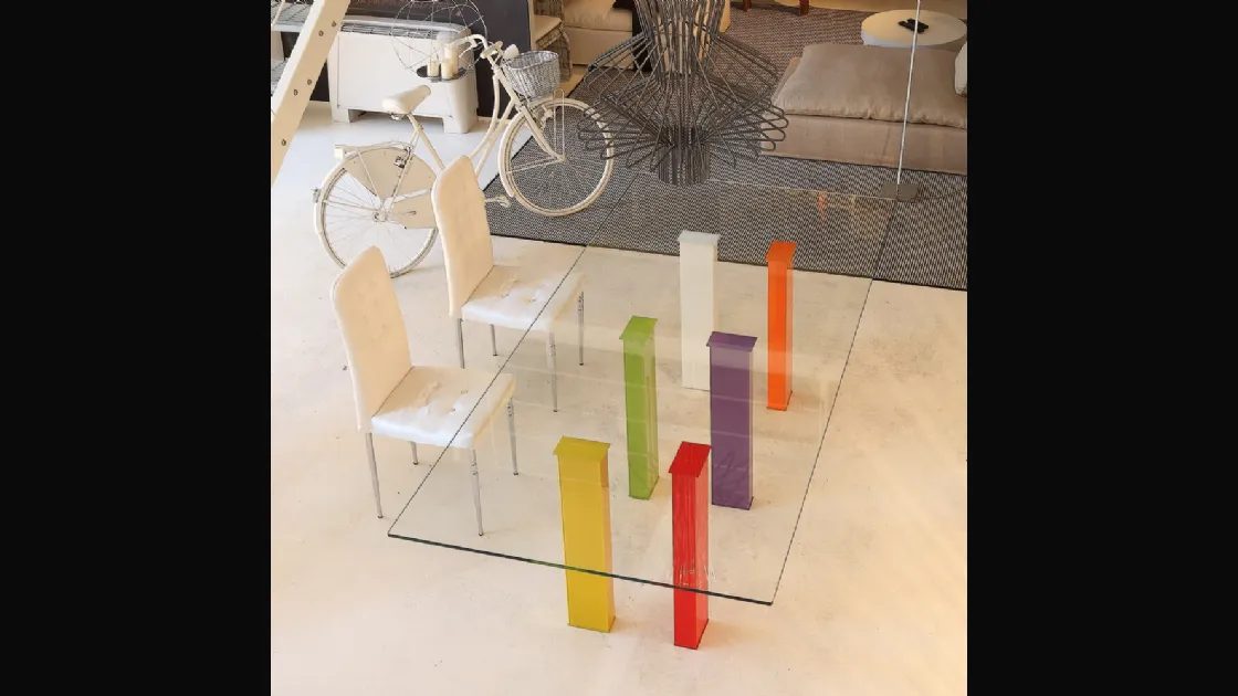 Tavolo di design fisso in vetro Romolo di Ponti Terenghi