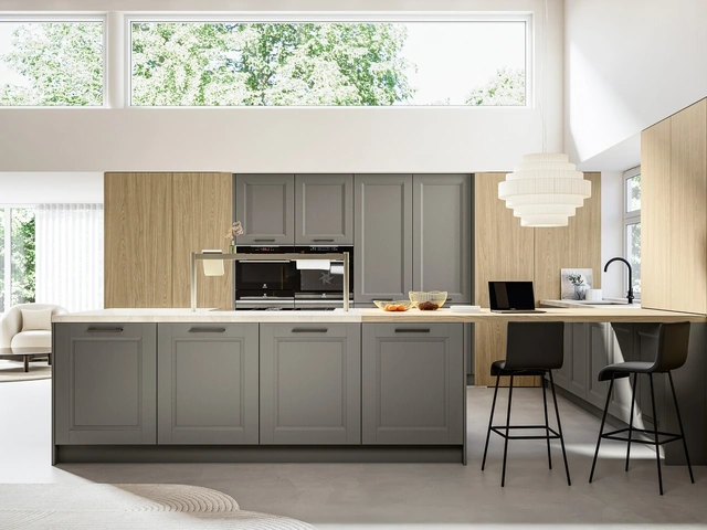 Cucina Classica con penisola Gioiosa 01 in laccato e laminato di Arredo3