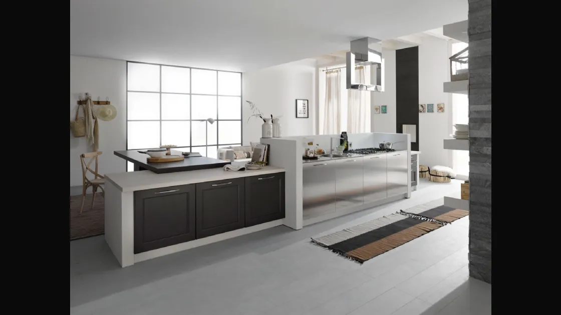 Cucina Classica lineare in legno e acciaio Asolo 04 di Dibiesse