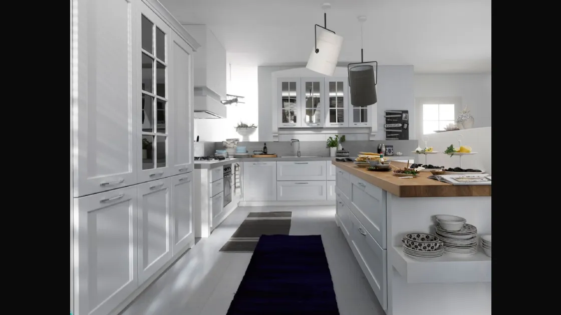 Cucina Classica angolare in legno laccato bianco opaco Asolo 03 di Dibiesse