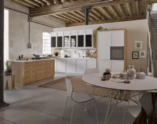 Cucina Classica con isola Mia 01 in legno naturale e laccato Bianco di Dibiesse