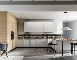 Cucina Moderna con penisola Alma 01 in pet e laminato di Arredo3