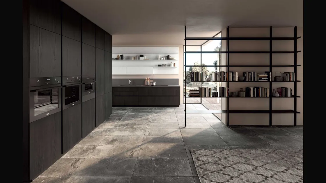 Cucina Moderna Area 22 Time angolare in olmo nero di Dibiesse