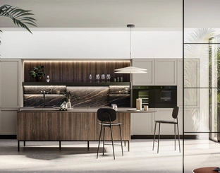 Cucina Moderna con isola Alma 01 in pet e laminato di Arredo3