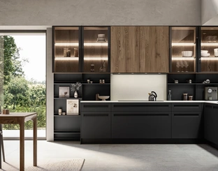 Cucina Moderna angolare Tekna 03 in pet e rovere di Arredo3