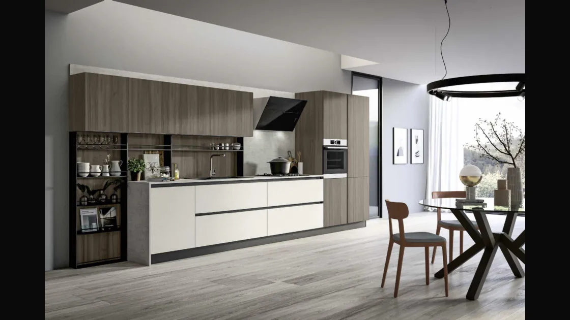 Cucina Moderna lineare in laccato e laminato Cloe 01 di Arredo3