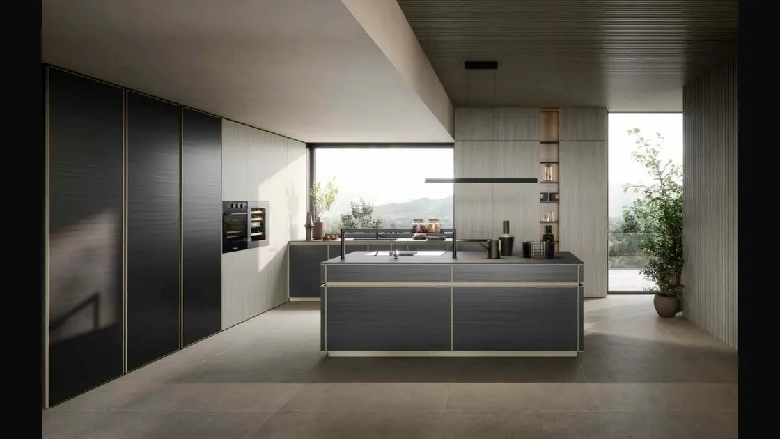 Cucina Moderna con isola Coco Stream Inchiostro di Dibiesse