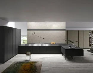 Cucina Moderna con penisola Vestimi 03 finitura Fenix NTM Ingo Nero di Dibiesse