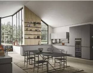 Cucina Moderna Emporio Job angolare con penisola di Dibiesse