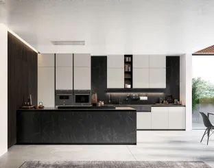 Cucina Moderna Glass 2 0 03 con penisola di Arredo3