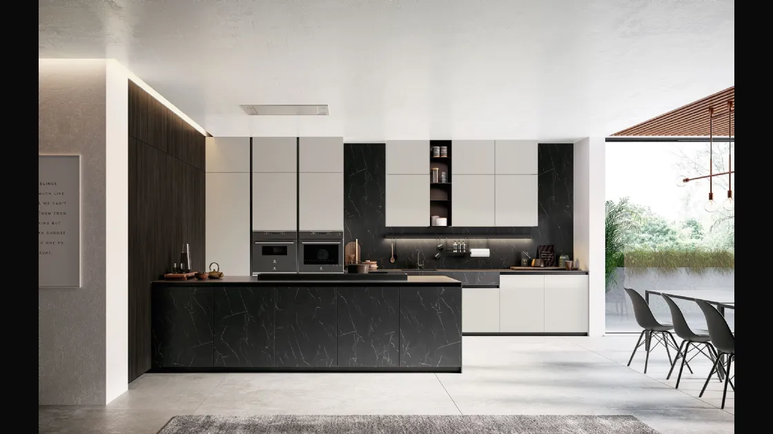 Cucina Moderna Glass 2 0 03 con penisola di Arredo3