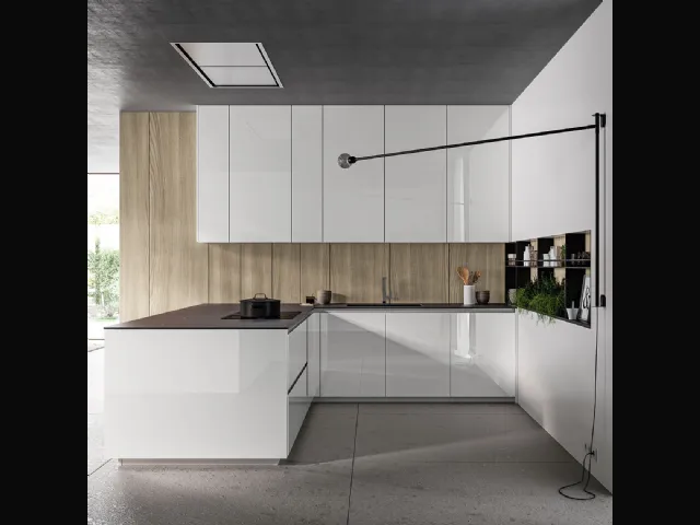Cucina Moderna Glass 2 0 04 con penisola di Arredo3