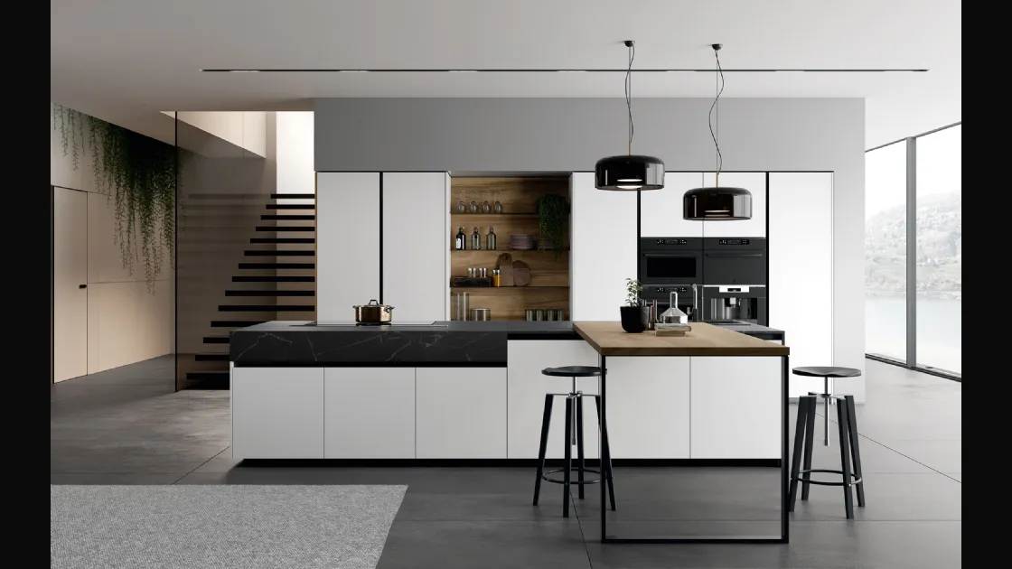 Cucina Moderna Glass 2 0 06 con isola di Arredo3