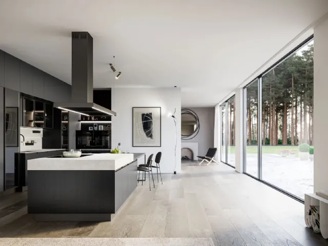 Cucina Moderna in laminato rovere con isola Kalì 11 di Arredo3