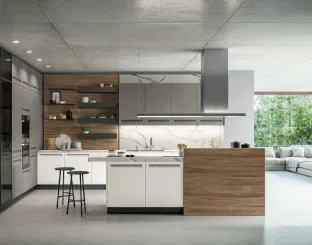 Cucina Moderna con isola Tekna 01 in pet e laminato di Arredo3