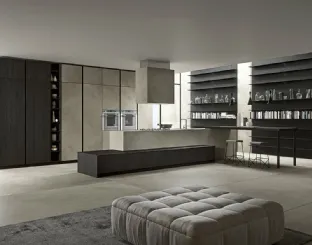 Cucina Moderna lineare in legno e laminam effetto calce Vestimi 01 di Dibiesse