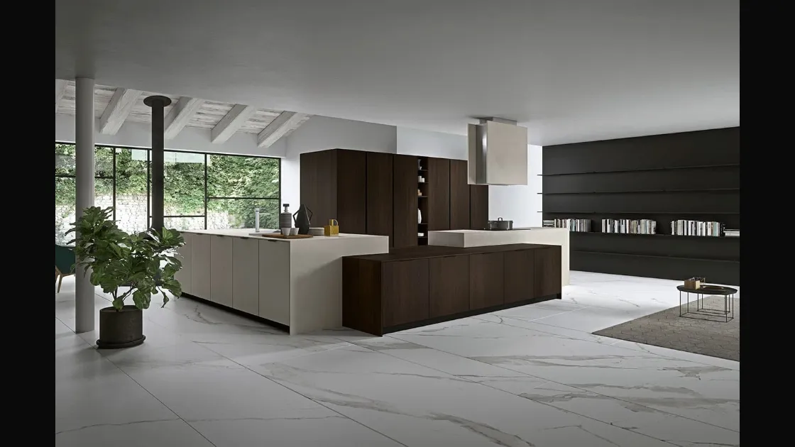 Cucina Moderna angolare Vestimi 04 in rovere termotrattato  e finitura calce di Dibiesse