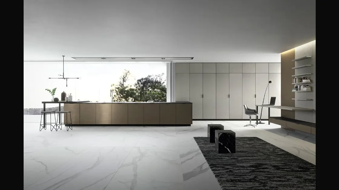 Cucina Moderna in laccato metallizzato Vestimi con penisola di Dibiesse