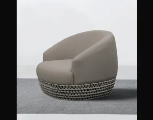 Poltrona Couch in tessuto imbottito e corda intrecciata di La Seggiola