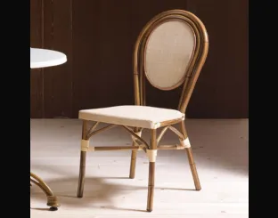 Sedia Jakarta in tessuto con struttura in alluminio ricoperto PVC effetto bambù di La Seggiola