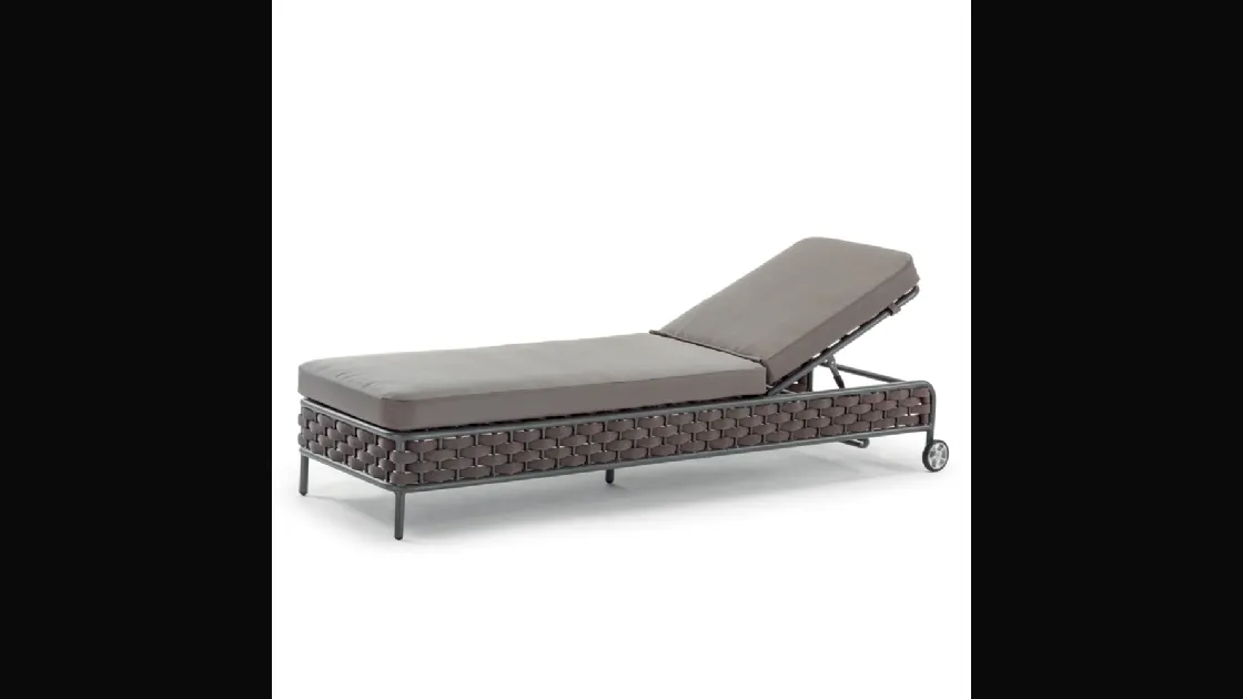Lettino Nice Bed in tessuto con struttura in alluminio rivestita con corda in poliestere di La Seggiola