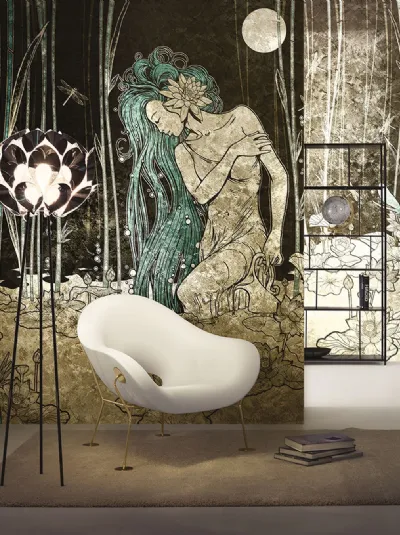 Carta da parati Goldenwall con illustrazione artistica Bluemoon di Inkiostro Bianco