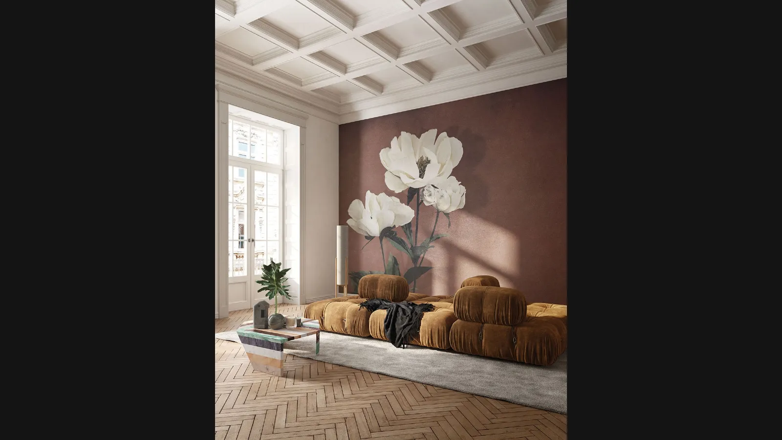 Carta da parati Haerdaceous Paeony di Inkiostro Bianco