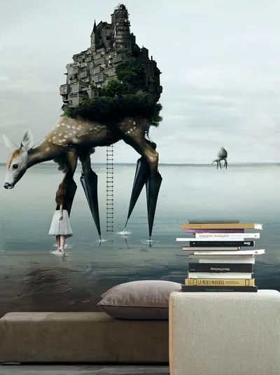 Carta da parati con illustrazione artistica The Migration di Inkiostro Bianco