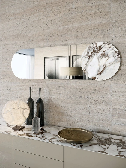 Specchio ovale Juno con inserto in gres di Dall'Agnese