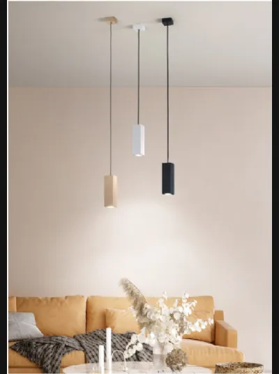 Lampada a sospensione Aloa disponibile in bianco oro e nero di Ondaluce