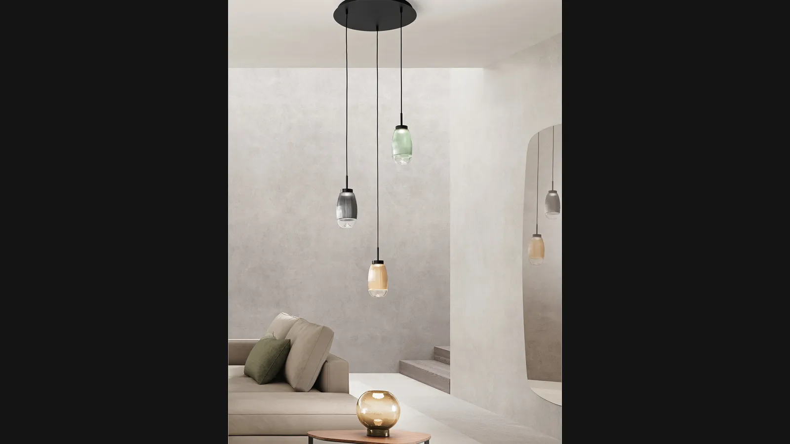 Lampada a sospensione Ekos in vetro di Ondaluce