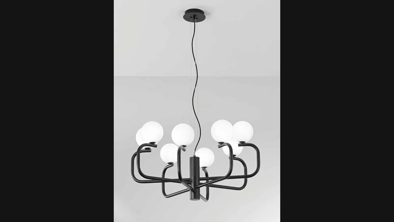 Lampada a sospensione Jeppy in metallo verniciato con sfere in vetro soffiato di Ondaluce