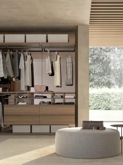 Cabina Armadio angolare Up&Down in melaminico Rovere Caramel di Adok