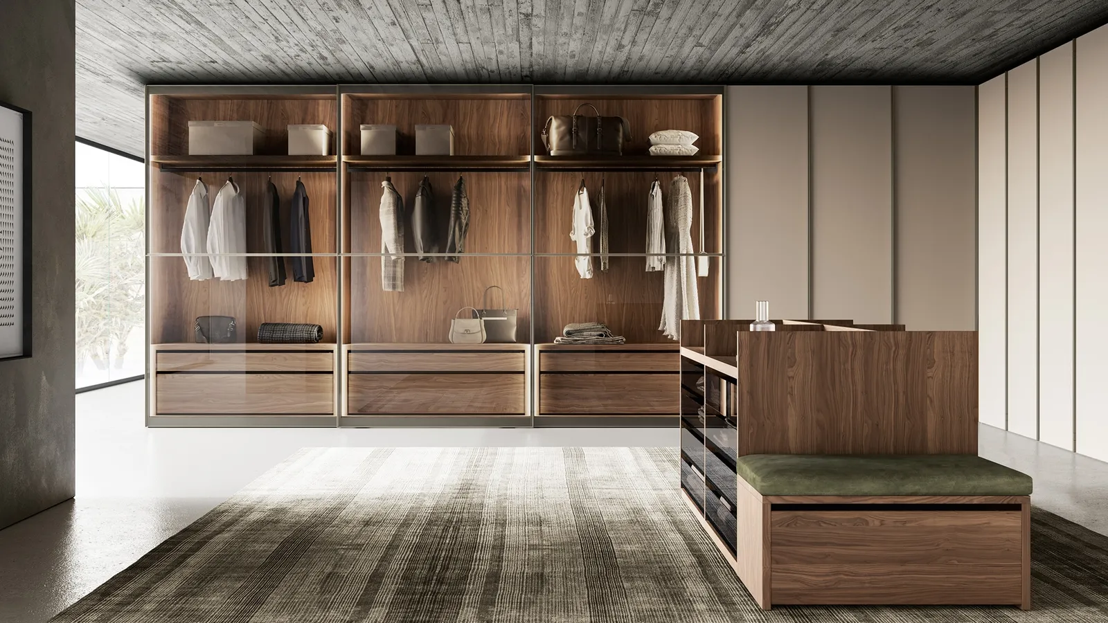 Armadio con ante scorrevoli Glass Up in vetro e Rovere di Dall'Agnese