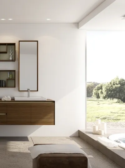 Mobile da Bagno sospeso Cloud 04 in Noce Canaletto di Arredoquattro