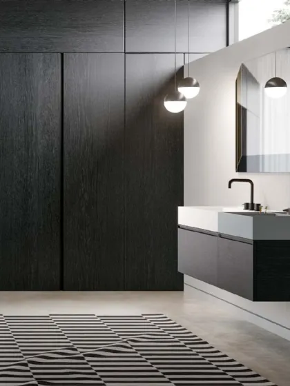 Mobile da Bagno sospeso in essenza rovere carbone Deep 07 di Birex
