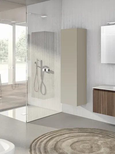 Mobile da Bagno sospeso Hope 05 in laminato Noce Canaletto di Arredoquattro