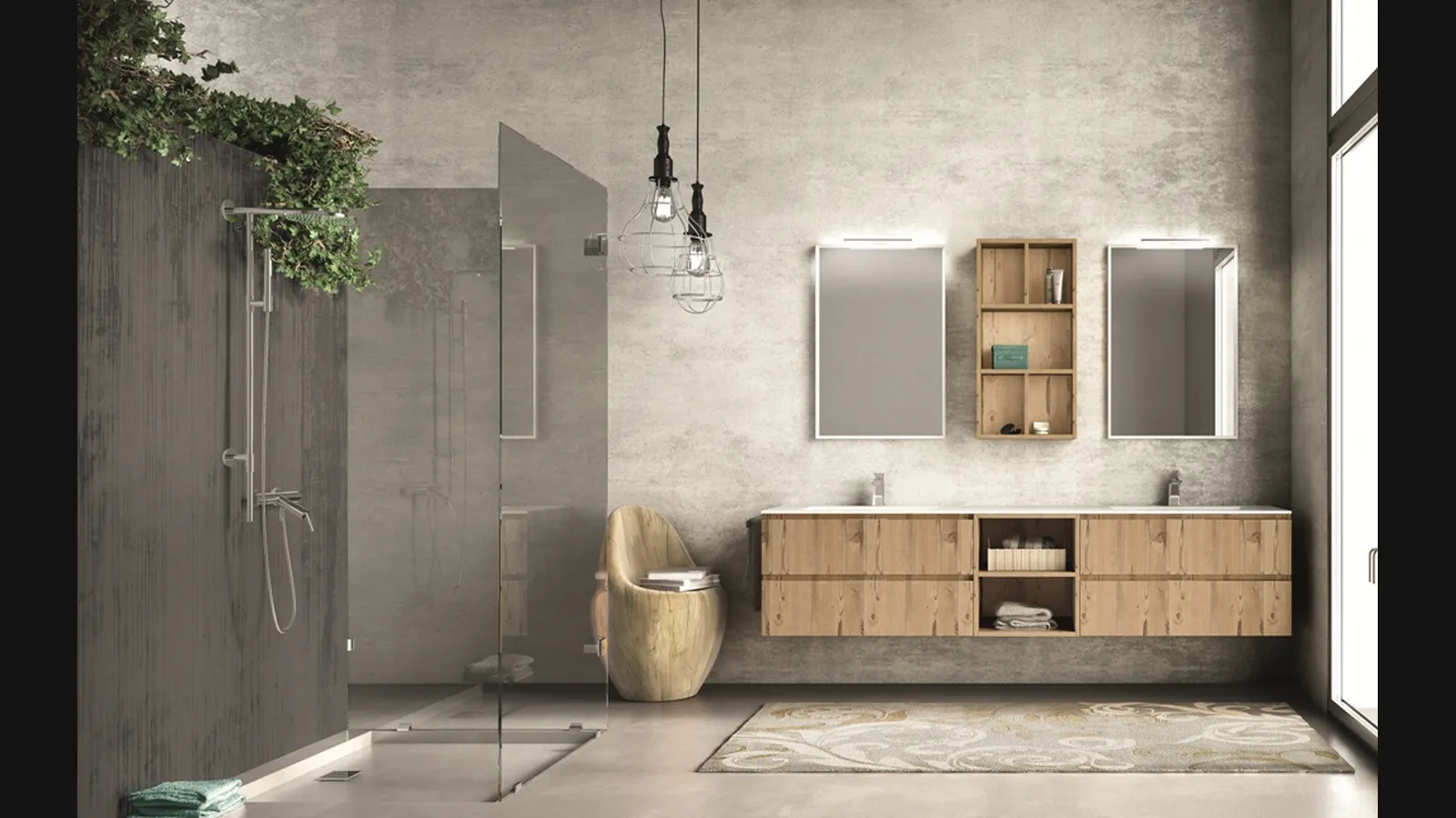 Mobile da Bagno sospeso Original 02 in laminato rovere nodato di Arredoquattro