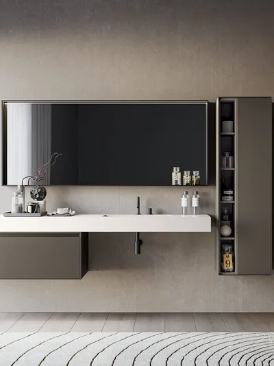 Mobile da Bagno sospeso in laccato opaco grigio Traccia 01 di Birex