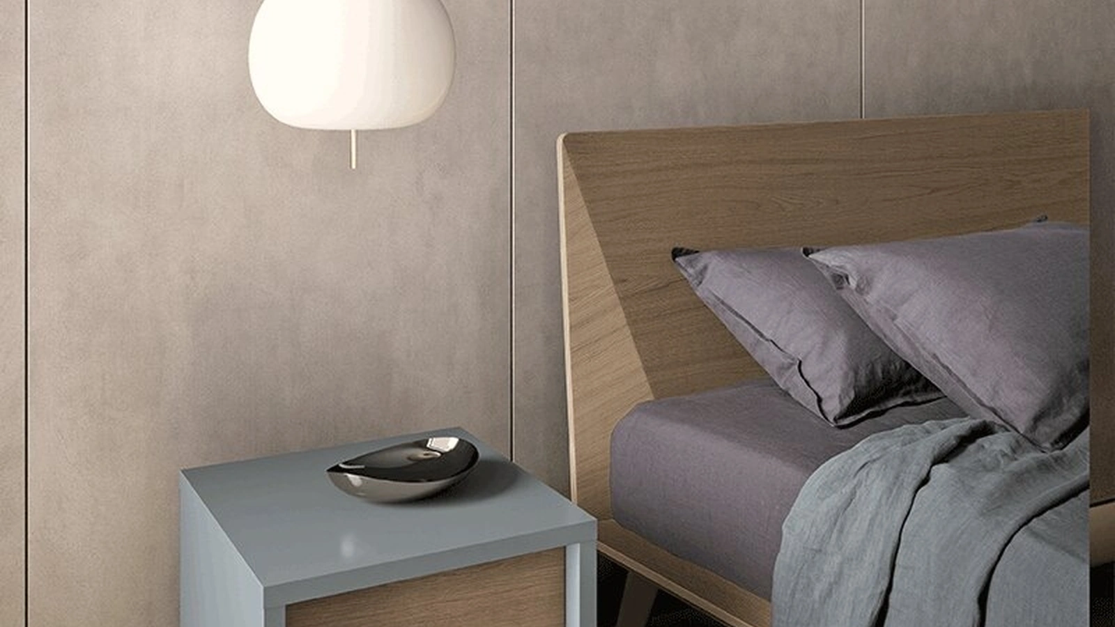 Comodino lineare in legno racchiuso da una cornice in laccato lucido Slim Frame di Dall'Agnese