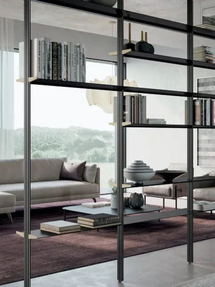 Libreria modulare bifacciale in metallo Bamboo di Dall'Agnese