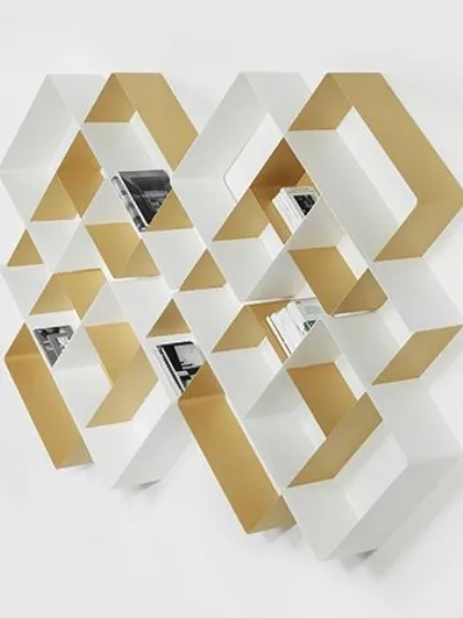 Libreria sospesa componibile in acciaio verniciato Mondrian di Pezzani