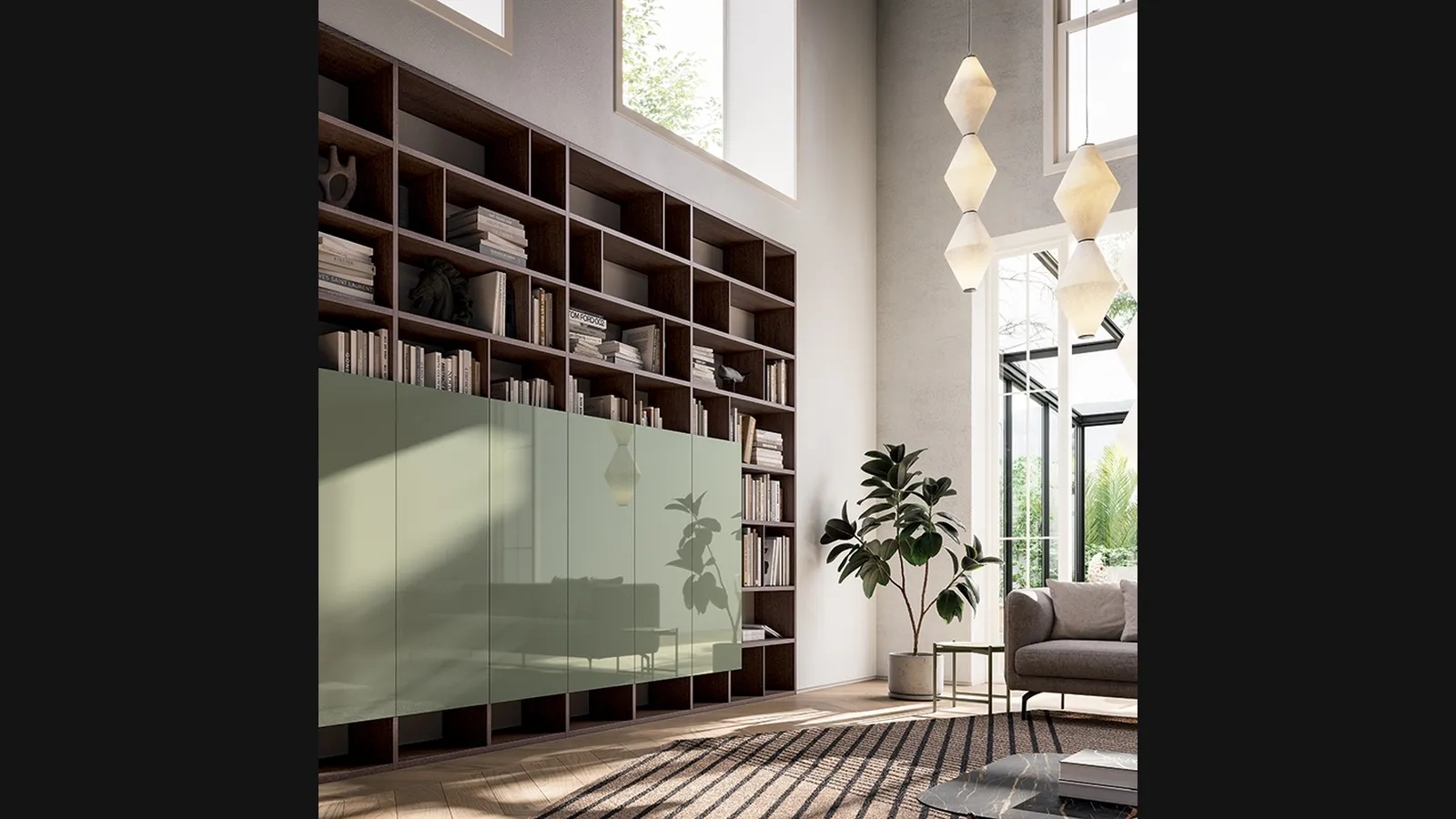 Libreria Speed Componibile in legno e laccato lucido di Dall'Agnese