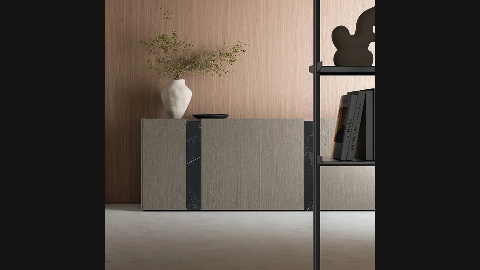 Madia DA45 in essenza Rovere con inserti in gres di Dall'Agnese