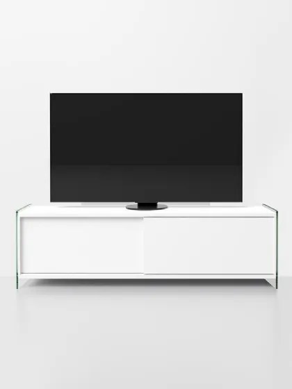 Mobile Porta Tv in laminato con fianchi in vetro temperato Byblos 02 di Pezzani