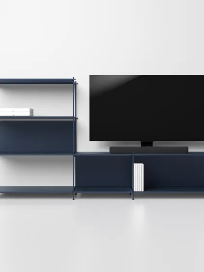 Mobile Porta Tv componibile in acciaio e laminato Musa 02 di Pezzani