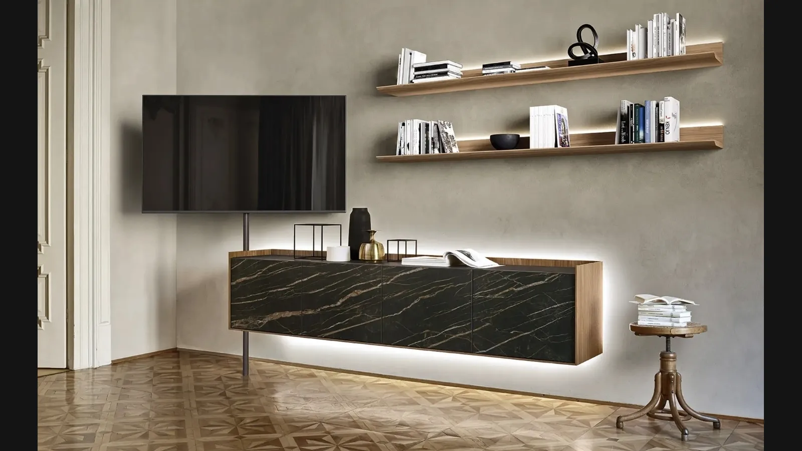 Mobile Porta Tv in ceramica e legno Tv Video di Sangiacomo